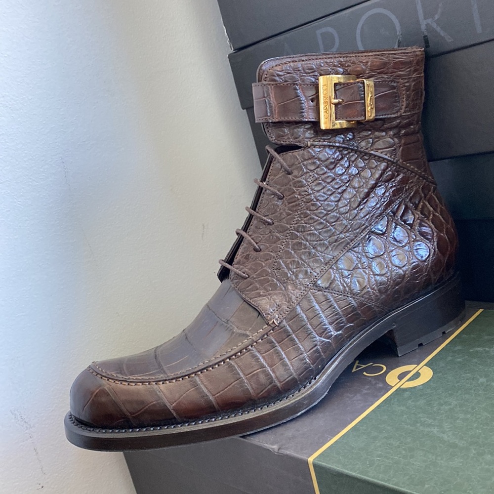 Caporicci genuine alligator boot size 8 dark brown
